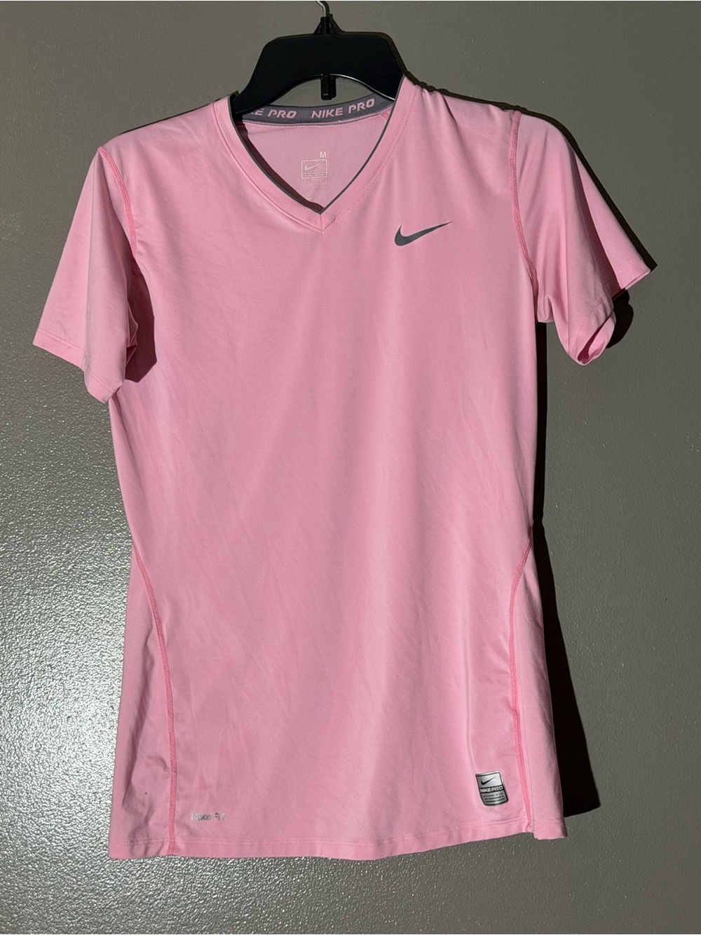 Nike Pink V-Neck Short Sleeve Performance Tee